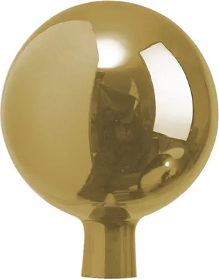 A close-up shot of a golden spherical ornament.