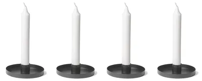 Produktbild von Novaliv 4x Kerzenhalter 9cm Metall Stabkerzenhalter Kerzenteller Kerzenständer candle holder Kerzenpin Stabkerzen Tafelkerzen SCHWARZ Adventskranz weihnachtliche Tischdekoration scandic chic