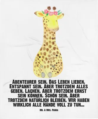 Produktbild von Mr. & Mrs. Panda Babydecke Giraffe Blumenkranz - Weiß - Geschenk, Abenteurer, Fleecedecke, Afrika, Kinderdecke, Selbstliebe, Freundin, Schlummerdecke, Plaid