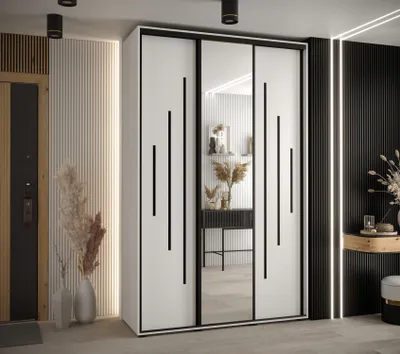Produktbild von Kleiderschrank ASIRI 13 - 160/45 cm, weiß/schwarz