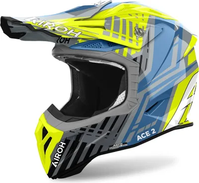 Produktbild von Crosshelm Schutzhelm Motorradhelm AIROH Aviator Ace 2 Proud Grau Gelb Größe S