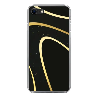 Produktbild von MuchoWow® Handyhülle Schutzhülle Hülle für iPhone SE 2020 Goldene Wellen auf schwarzem Hintergrund Silikon Softcase Handy Hülle - Kartenbesitzer
