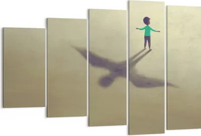 Produktbild von Bild auf Leinwand - Leinwandbild - 5 Teile - Kind Symbol Vogel - 150x100cm - Wand Bild - Wanddeko - Wandbilder - Leinwanddruck - Bilder - Wanddekoration - Leinwand bilder - Wandbild - EG150x100-4765