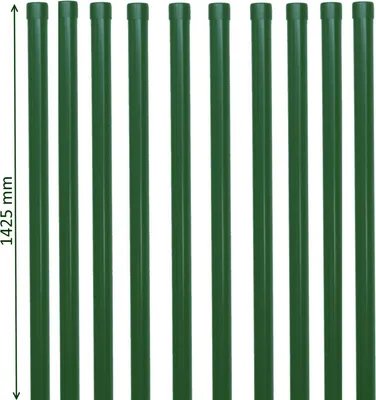 Produktbild von EXCOLO Gartenzaunpfosten Metall, grün RAL 6005, 34 mm, pulverbeschichtet, mit Kunststoffkappe und Bohrung, witterungsbeständig, für Schweißgitterzaunanlagen, 101495
