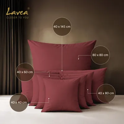 Zdjęcie produktu dla Zestaw 2 poszewek na poduszki Lavea®, 40x80 cm, 100% bawełna – Miękkie poszewki z zamkiem błyskawicznym, idealne jako pokrowce na poduszki, seria Jasmin – kolor terakota