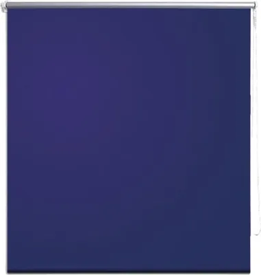 A plain blue roller blind.