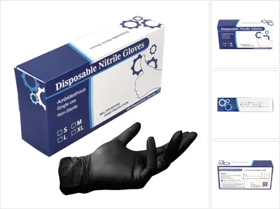 Produktbild von Nitril Einweg Handschuhe in Spenderbox Schwarz / Black 100 Stück Größe M / Medium - nicht Steril