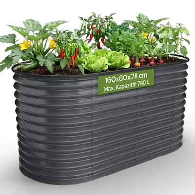 Produktbild von AREBOS Metall Hochbeet 160x80x78 cm Gartenbeet Pflanzbeet rostfrei Gemüsebeet