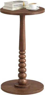 Produktbild von Runder Beistelltisch – Beistelltisch mit Holzfuß – Aus Gummibaumholz und Spanplatte – Ø 30 x 55 cm – Bordeauxrot