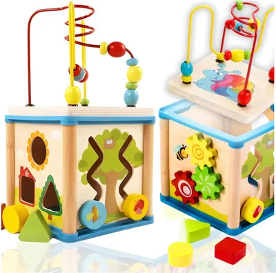 Obrázok produktu pre Drevené Montessori vzdelávacie kocky bludisko hračka narodeniny darček