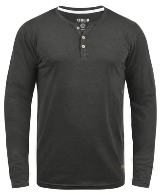 Produktbild von Solid SDVolko Herren Longsleeve Langarmshirt Shirt mit Grandad-Ausschnitt Baumwollmischung Regular fit