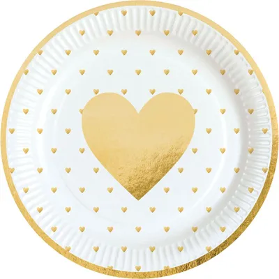 Image de 8 assiettes en carton Goldherz avec motif cœur 23 cm - taille unique