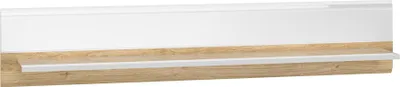 Produktbild von FURNLUX Wandregal Adagio Eiche Und Glänzend Reinweiss 134cm / Hauptfarbe: Weiß / Abmessungen: 134 x 25 x 20 cm