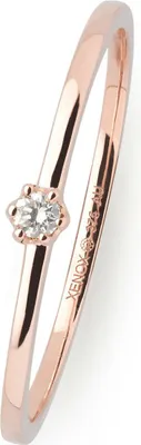 Produktbild von XENOX Damen Ring aus 375er Roségold mit weißen Diamanten (0,03 ct) im Solitär-Setting, Größe 56