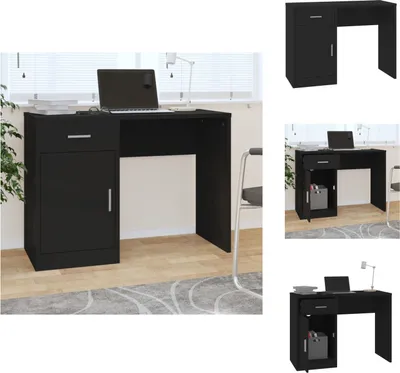 Produktbild von vidaXL Schreibtisch mit Stauraum Schwarz 100x40x73 cm Holzwerkstoff -  Schreibtische