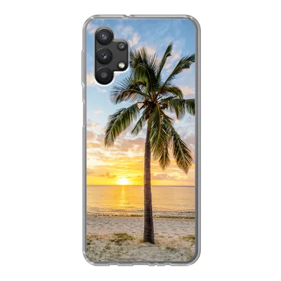 Produktbild von MuchoWow® Handyhülle Schutzhülle Hülle für Samsung Galaxy A32 5G Strand - Palme - Sonnenuntergang Silikon Softcase Handy Hülle - Softcase