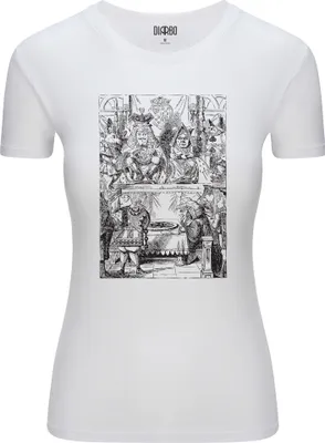Produktbild von Diarbo Damen T-Shirt mit Aufdruck Alice im Wunderland König und Königin Weiß Gr.S
