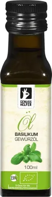 Produktbild von Basilikum Gewürzöl , kaltgepresst, Rapsöl mit Basilikum verfeinert, zum Kochen, Braten und Grillen, 100ml