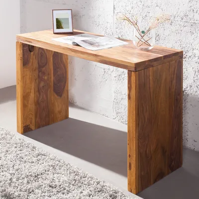 Produktbild von cagü: Exklusiver Design Schreibtisch [SATNA] Sheesham massiv Holz 100cm x 40cm