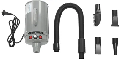 Zdjęcie produktu dla Suszarka do włosów dla zwierząt domowych / psów - 2200 W - Niski poziom hałasu - Regulowana prędkość wentylatora - 2 ustawienia temperatury 30°C/55°C - Szara
