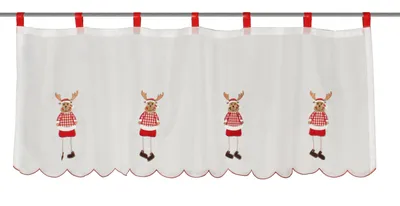 Produktbild von Cafehaus mit Schlaufen Elch Scheibengardine Weihnachten Rentier BxH 120x45cm