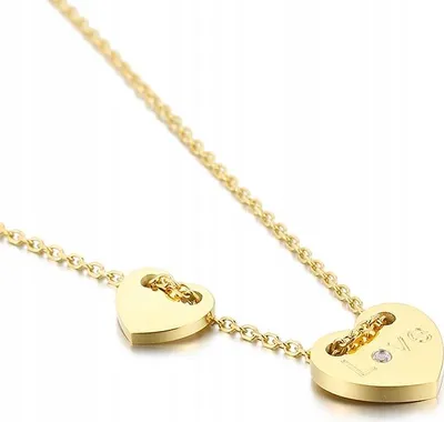 Immagine prodotto di Collana a forma di cuore regolabile, in acciaio dorato, simbolo di amore