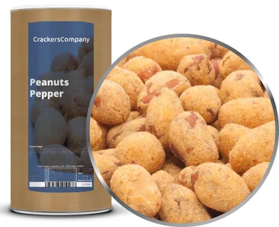 Produktbild von CrackersCompany Erdnüsse mit Pfeffer (Peanuts Pepper), Membrandose groß 700 g