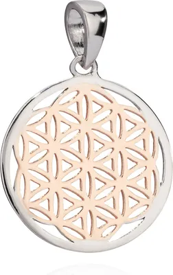 Produktbild von Kettenanhänger Blume des Lebens 925 Silber vergoldet Anlaufschutz 15mm Amulett