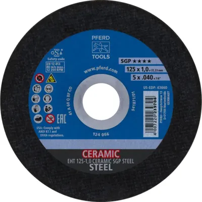 Image de PFERD TOOLS Disque à tronçonner EHT droit CERAMIC Ligne spéciale SGP STEEL pour acier