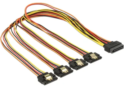 Produktbild von DeLOCK 60158, 0,5 m, SATA I, SATA 15-Pin, 4 x SATA 15-Pin, Männlich/Männlich, Mehrfarbig