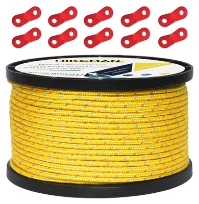 Image de Cordelette de tente en nylon réfléchissant de 50 mètres, avec tendeurs en aluminium, idéale pour le camping