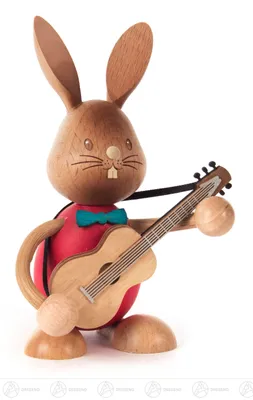 Produktbild von Drechslerei Kuhnert Hase Stupsi Osterhase, Motiv:Stupsi mit Gitarre