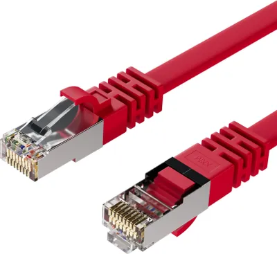 Produktbild von RJ45 Flachkabel m. CAT 7 Rohkabel slim rot 0,5m