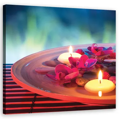 Produktbild von Leinwandbild Schwimmende Blumen und Zen-Steine 40x40 Feeby Rot bild für die wand bereit zum aufhängen