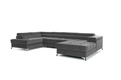 Produktbild von Ecksofa mit Schlaffunktion RADUS U-Form, Sofa Couch mit Bettkasten Eckcouch, Schlafsofa für Wohnzimmer, Couch mit Schlaffunktion Graphite