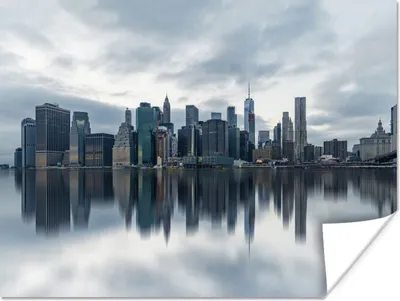 Produktbild von MuchoWow® Poster New York - Skyline - Reflexion 80x60 cm - Kunst für zu Hause