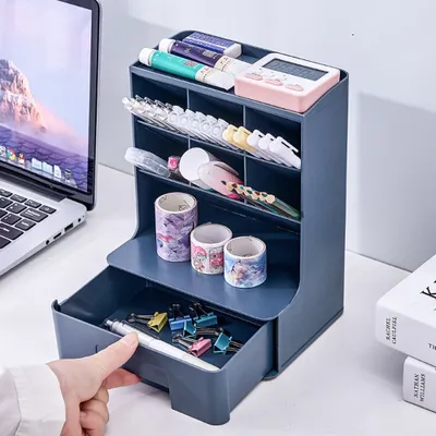 Produktbild von 360Home Schreibtisch Organisator große Kapazität Stifthalter Kosmetik Blau