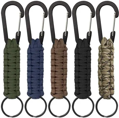Produktbild von Paracord-Karabijnhaak-Sleutelhanger - Durable und stark - Für Outdoor - Ideal für Schlüssel und Ketten - Geschwungenes Paracord-Design