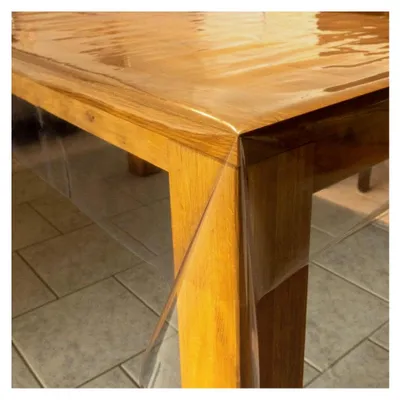 Produktbild von Tischfolie 0,30 mm Dicke Transparent Abwaschbar Garten-Tischdecke PVC Wasserabweisend Eckig Meterware, Größe: 118x220 cm