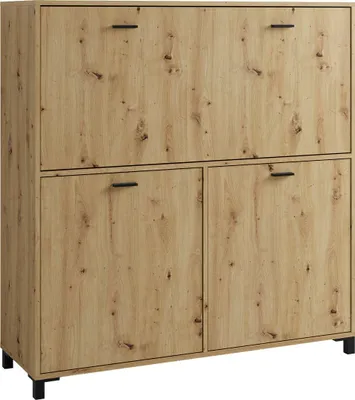 Produktbild von byLIVING Sekretär MONTANA / Sekretär Artisan Eiche / Office-Schrank mit 1 Klappe und 2 Türen / schwarze Griffe / B 120, H 127, T 40 cm