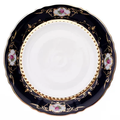 Obrázek produktu pro Mísa mělká, 32 cm, český porcelán, kobalt, růže, Leander