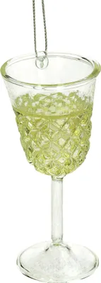Produktbild von Christbaumschmuck Glas 11cm Weinglas Figur Gelb