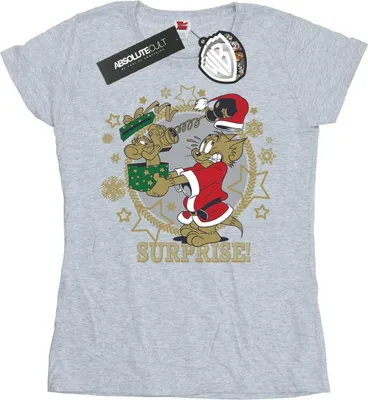Produktbild von Tom And Jerry - "Christmas Surprise" T-Shirt für Damen BI43646 (XXL) (Grau)
