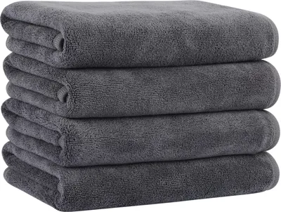 Produktbild von Mikrofaser-Handtuch 4er-Set | Weiche und leichte Mikrofaser-Handtücher | Mikrofaser-Badetuch | Super saugfähiges Sporthandtuch | 40 cm x 76 cm | Reisehandtuch schnelltrocknend & fusselfrei | Grau