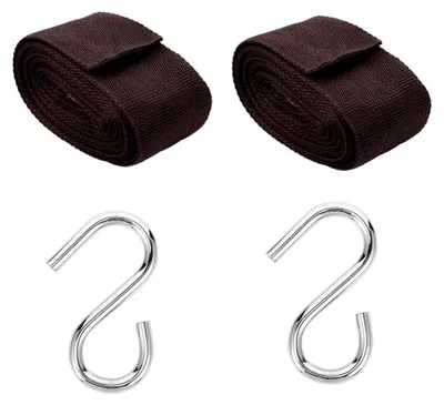 Produktbild von 4 Stück Teiliges Hängematten Baumgurt Nylon mit S Haken Robuste Aufhängung für Outdoor Schaukeln und Hängematten für Camping und Freizeitaktivitäten