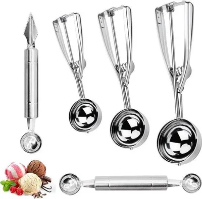 Produktbild von Eiswaffel - Set von 5 - Edelstahl - 20 cm - Poliert - Für Eiscreme, Früchte, Kekse, Teig & Eiswaffelhalter