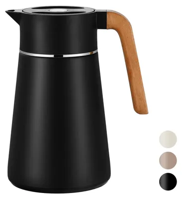 Produktbild von VETIN Thermoskanne mit Teesieb 1,5L aus 304 Edelstahl, Kaffeekanne Thermo – Schwarz