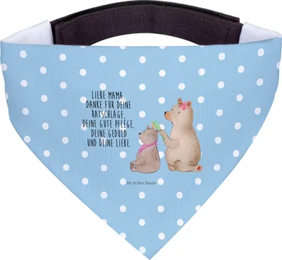 Produktbild von Mr. & Mrs. Panda Halstuch Bär Kind - Blau Pastell - Geschenk, Mutter, Muttertag, Familie, Tuch, Hundehalstuch, Hund, Für Hunde, Mama