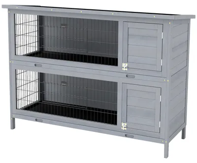 Produktbild von PawHut Hasenstall Kaninchenstall aus Holz mit 2 Etagen Asphaltdach Bodenwanne
