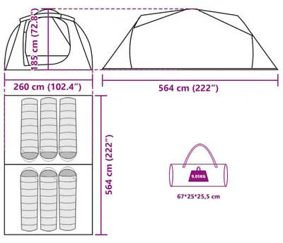 Productafbeelding van vidaXL Tunnelpartytent voor 6 personen, bruin, waterdicht